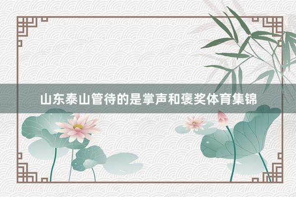 山东泰山管待的是掌声和褒奖体育集锦