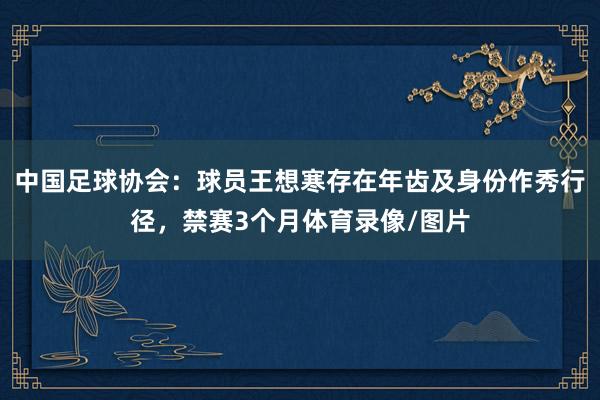 中国足球协会：球员王想寒存在年齿及身份作秀行径，禁赛3个月体育录像/图片